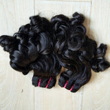 Premium 12A 8-24 Inch Vietnamese Hair Double Drawn Funmi Wave Human Hair Weaving with 3Bundles 4x4 Lace Closure 100% Unprocessed