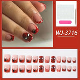 24-piece HSF Marketplace Halloween press-on false nails with red glossy square tips and spooky spider web design
