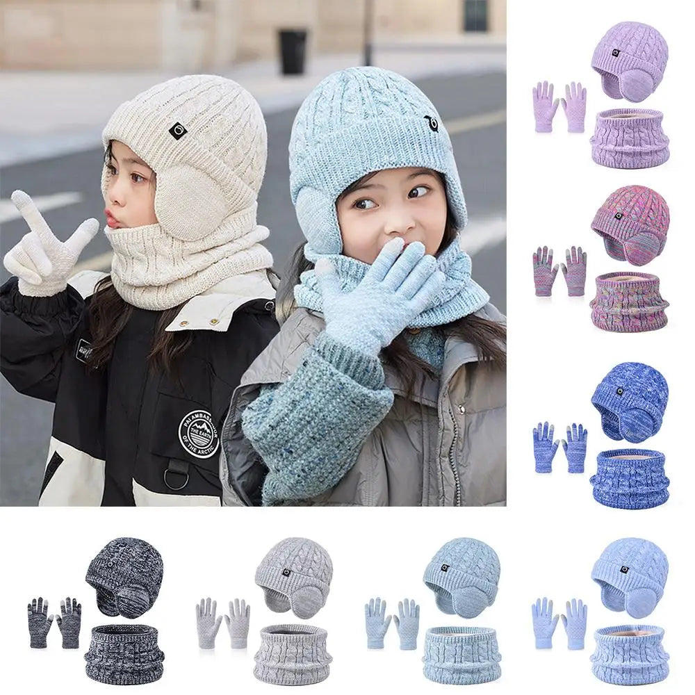 Children's warm fleece-lined hat, scarf, and gloves winter set by HSF Marketplace