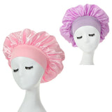 2-pack wide brim satin bonnets with elastic band for women by HSF Marketplace