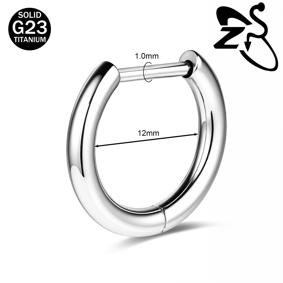 Titanium hoop earrings, 18G, for helix and cartilage piercings by HSF Marketplace