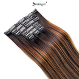 Kiikiigirl PU clip-in hair extensions, 100% Remy human hair seamless weft for women