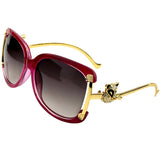 Women's oval retro sunglasses with gold fox design by HSF Marketplace