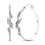 Hypoallergenic CZ zircon hoop earrings in 925 sterling silver, close-up view