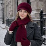 Women's 3-piece winter hat, scarf, and gloves set by HSF Marketplace for cold weather