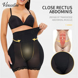 Women’s seamless padded butt hip enhancer boyshorts, body shaper shapewear briefs in black