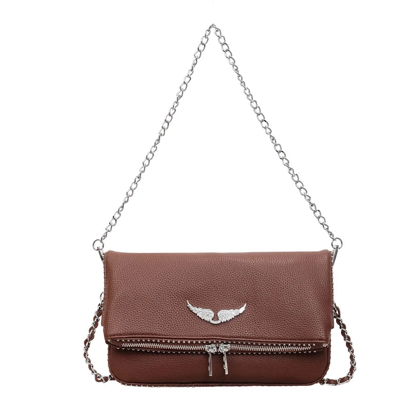 Small square women's crossbody bag with retro chain design in compact handbag style