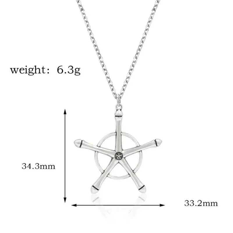 Anime Bleach Quincy Ishida Uryuu metal pendant necklace featuring a cosplay-style amulet with intricate design and chain, ideal for fans.
