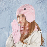 Children's warm fleece-lined hat, scarf and gloves set by HSF Marketplace in a cozy winter design
