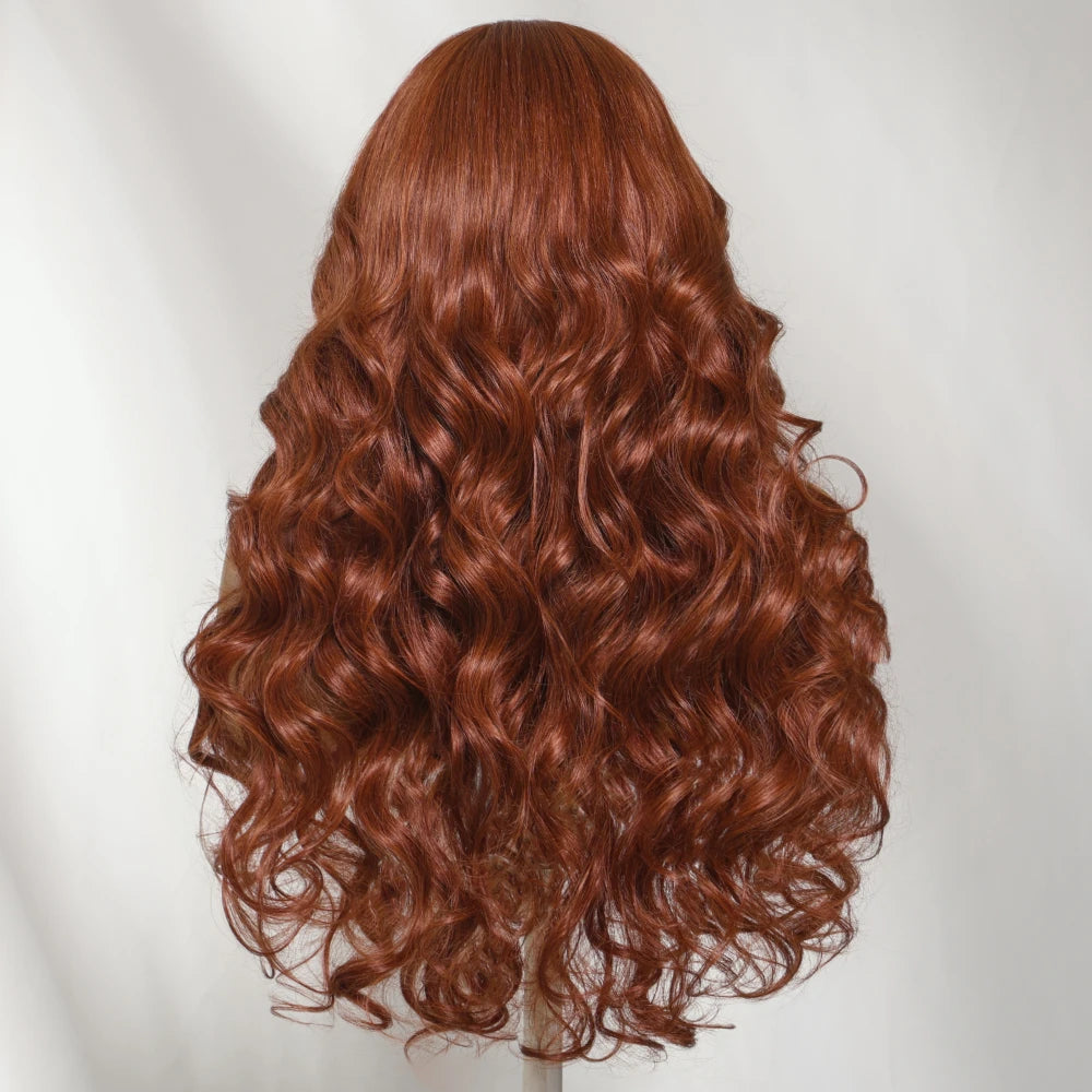 Body wave auburn copper brown drawstring wig for beginners by HSF Marketplace