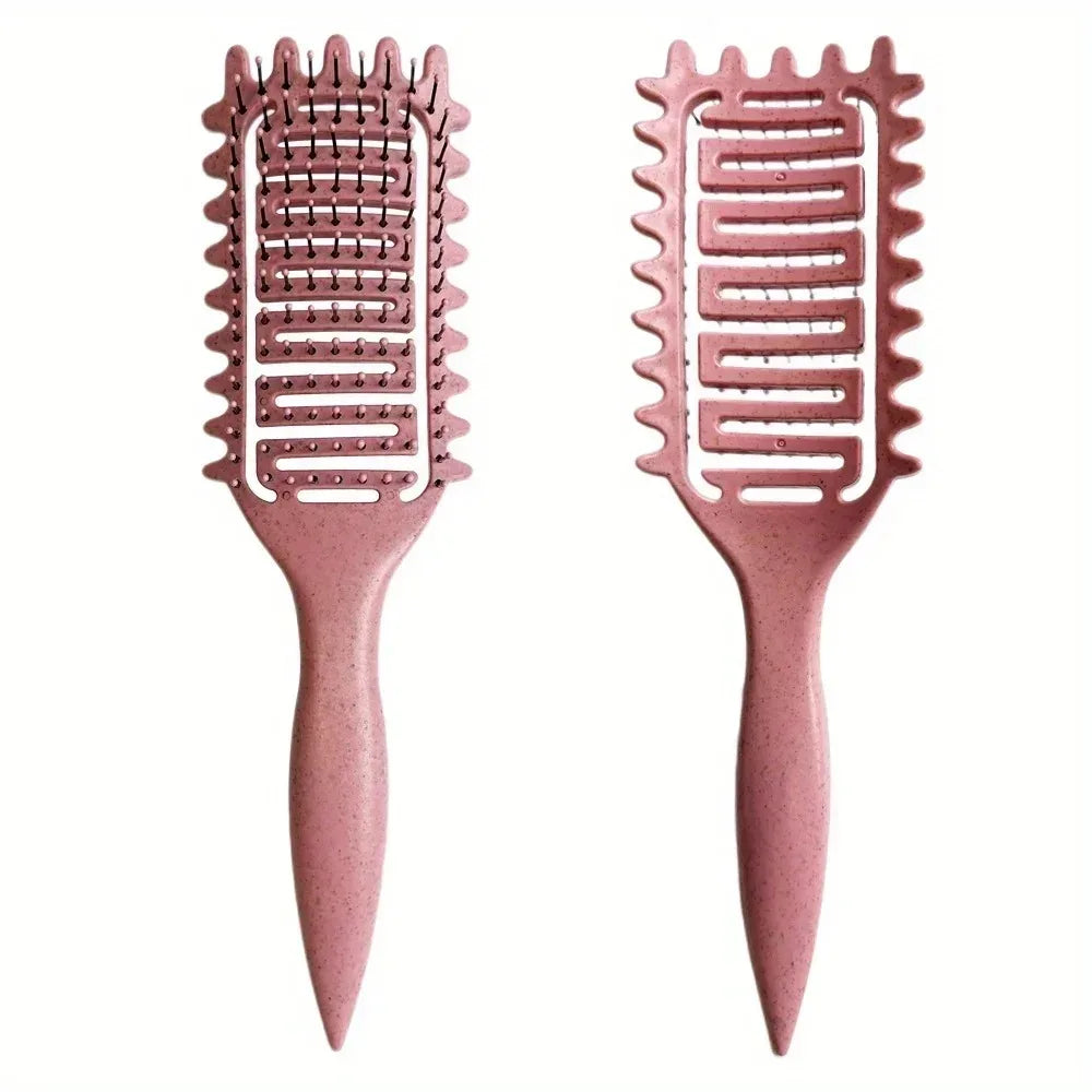 Hollow boar bristle curling styling brush from HSF Marketplace for detangling, shaping, and defining curls in hair.