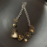 Vintage brown leather stone pendant necklace for women by HSF Marketplace
