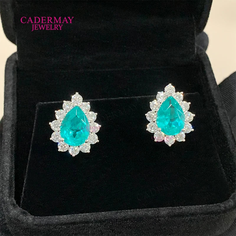 925 silver pear shape synthetic YAG moissanite stud earrings by HSF Marketplace
