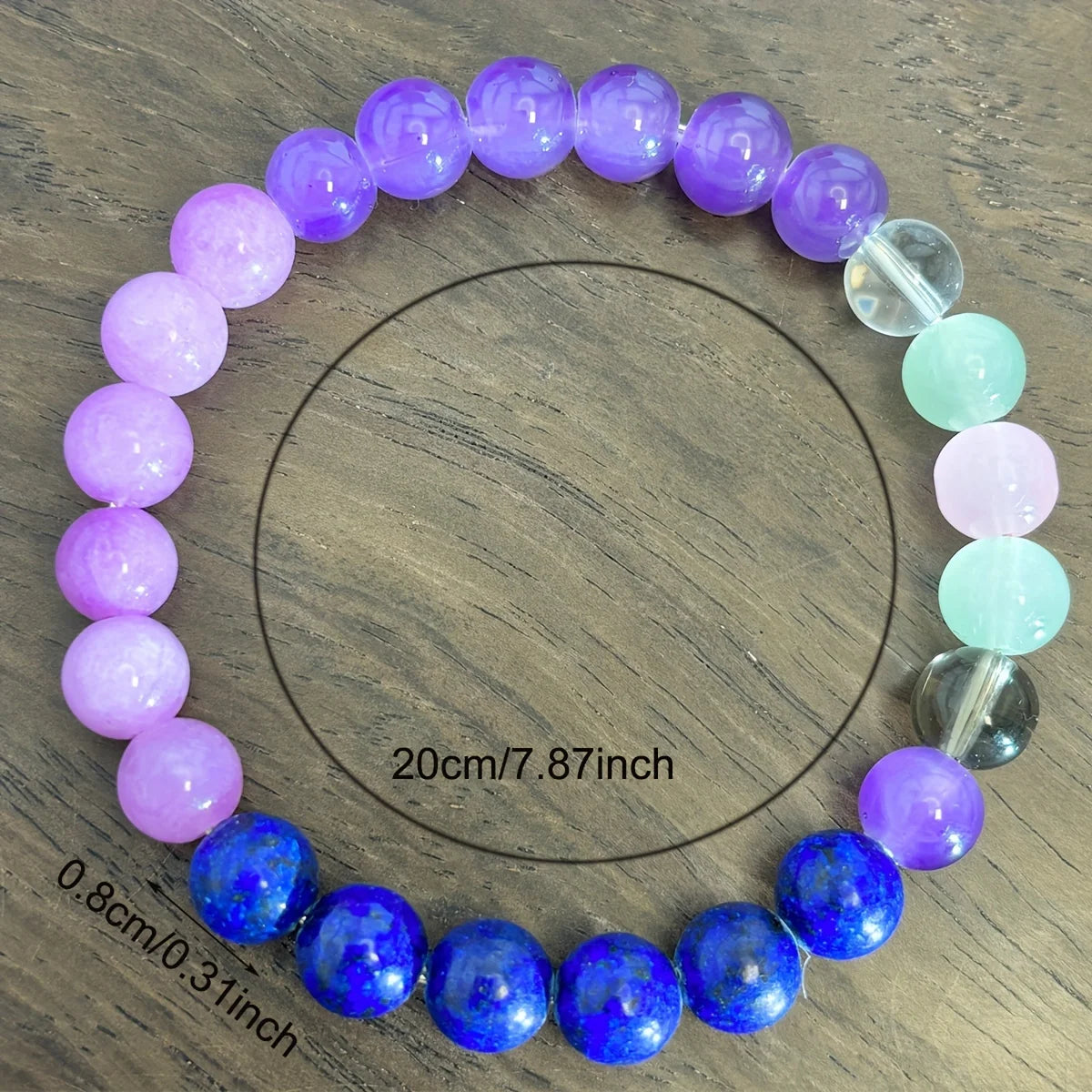 1pc/Anti-Anxiety Stress Reduction Crystal Bracelet Sodalite Fluorite Amethyst Lepidolite - 8mm Stone Jewelry Gift