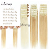 Invisible clip-in real human Remy hair extensions, 5-piece pack with mini clips, 12–18 inch lengths