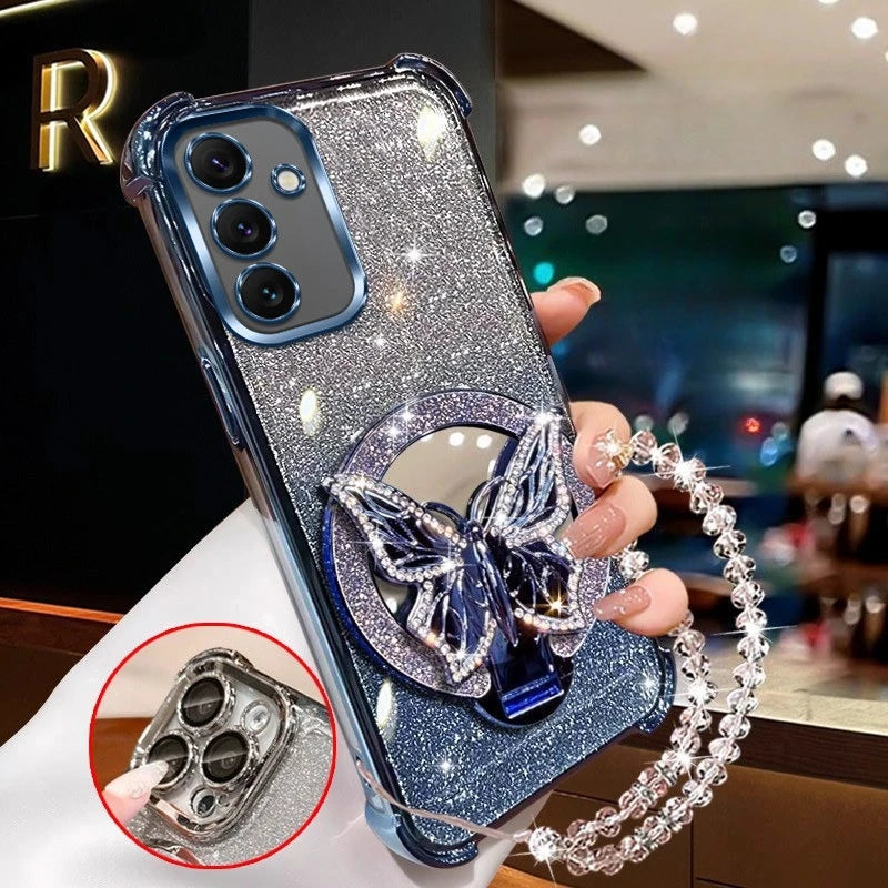 Butterfly mirror crystal bracelet phone case for Samsung Galaxy A Series by HSF Marketplace
