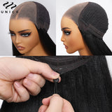 UNice 7x5 Lace Reddish Brown Jerry Curly Human Hair Wigs With Drawstring Pre Cut Pre Bleached Wear Go Glueless Wigs