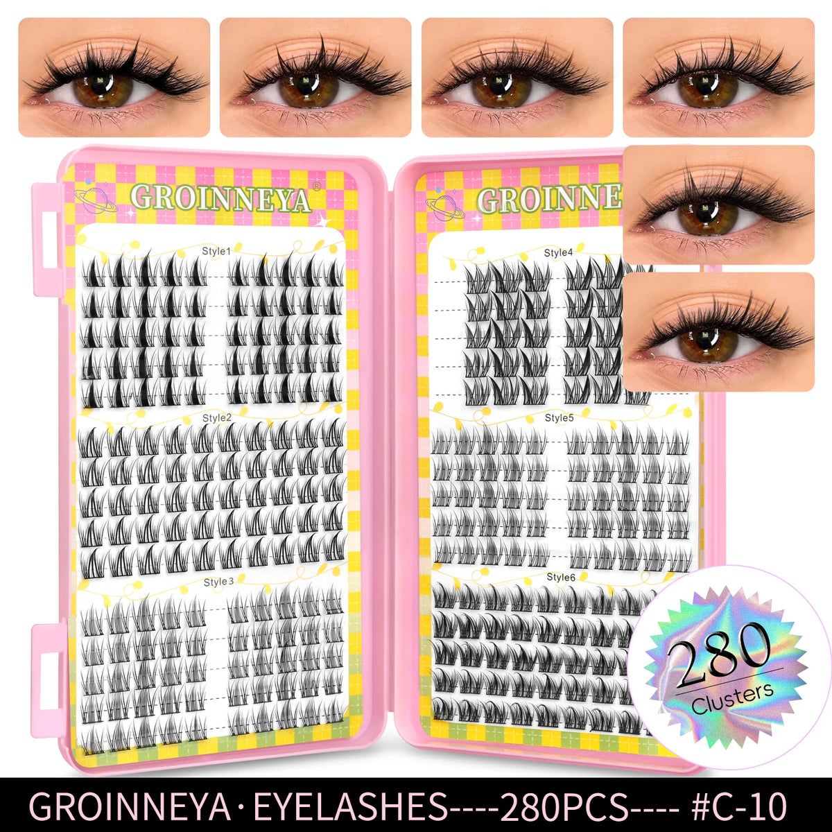 Natural HSF Marketplace eyelash clusters, 320-piece volume mixed tray false eyelashes