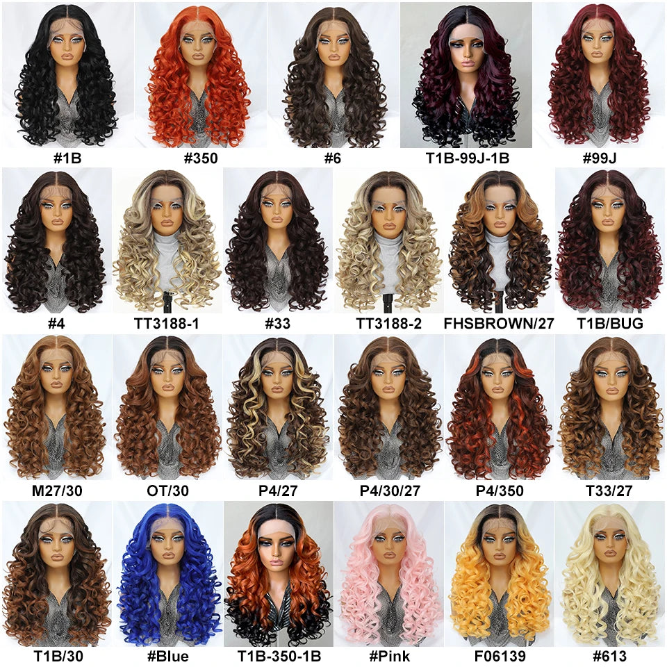 Latisha Lace Frontal Wigs 13x6 Synthetic High Temperature Fiber HD Lace Frontal Wigs 24 Inch Loose Curls Lace Wig For Afro Wome
