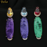 Colorful Purple Green Dangle Earrings for Women Luxury Jewelry Wedding Evening Party Big Drop Earrings Elegant Female Gift