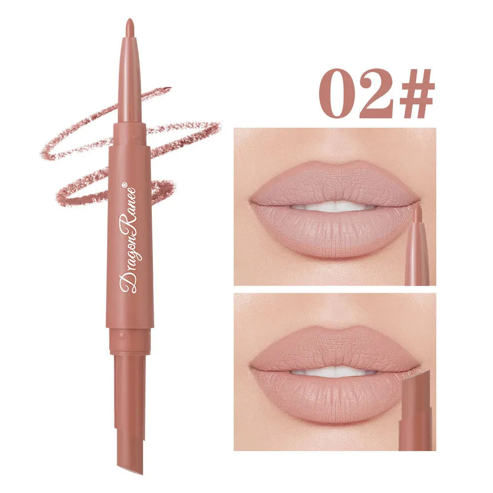 Waterproof nude and rose red matte lip liner and lipstick set by HSF Marketplace, double-ended, moisturizing, long-lasting makeup.