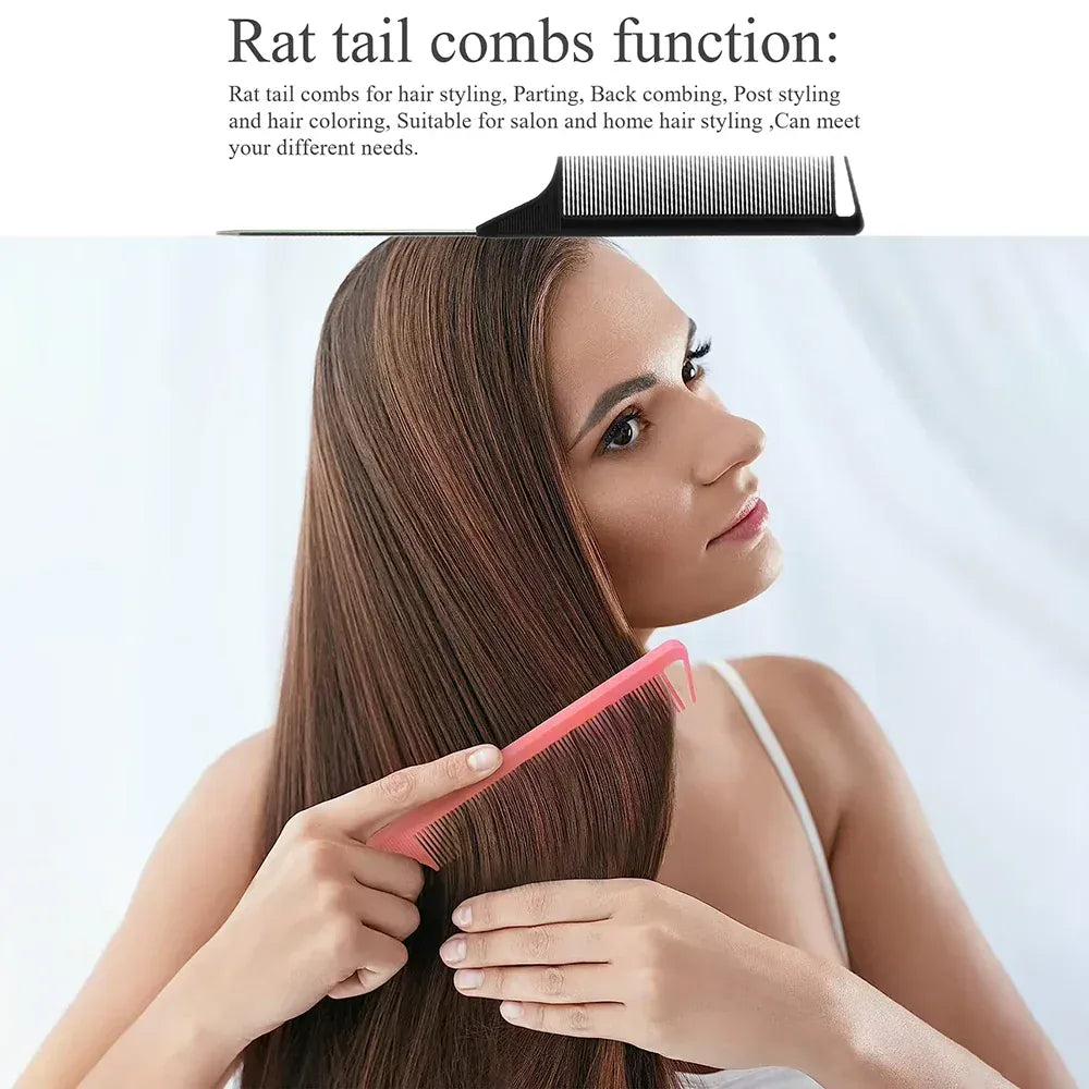 Pro Pointed Tail Salon Hairdressing Hair Styling Anti-static Comb Hair Brush Steel Needle Pin Rat Tail Combs Barber Accessories