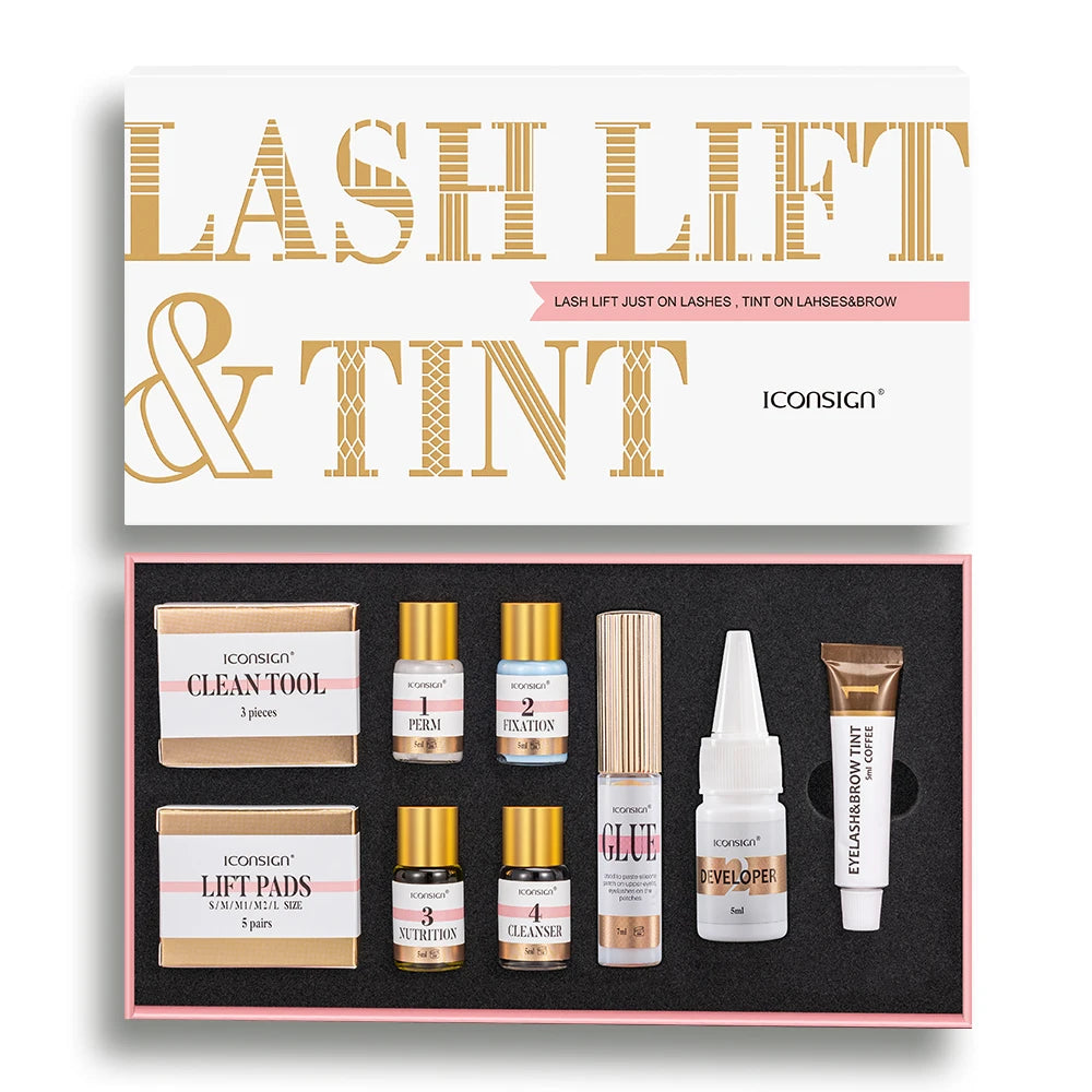 ICONSIGN professional lash lift and tint kit with eyelash lifting, brow lamination, dye, and eye makeup tools