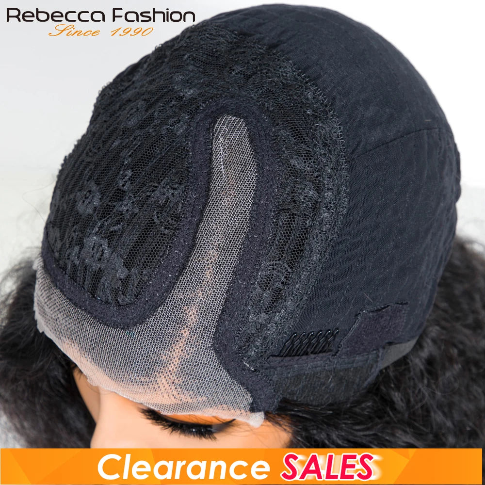 Natural black 14-inch kinky straight bob side part human hair wig with natural hairline and reddish brown color, glueless lace wig.