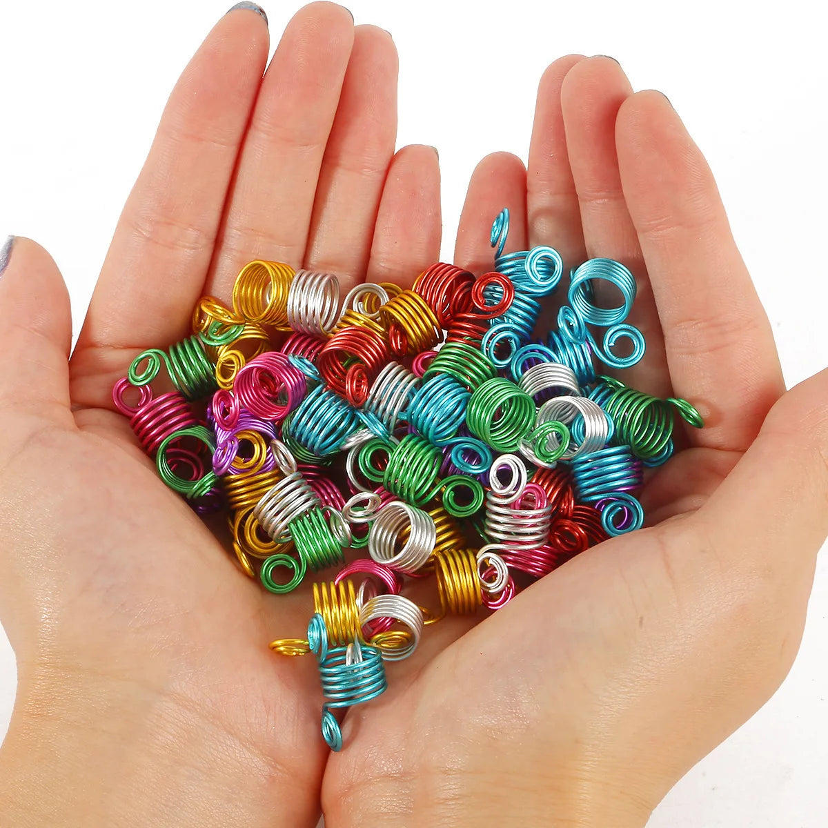 Mixed color dreadlock beads for hair braids, 50-piece hair styling set by HSF Marketplace