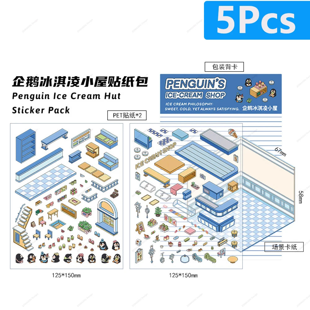 3D landscaping stickers for miniature scenes by HSF Marketplace, featuring detailed greenery and garden elements