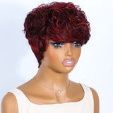 Rebecca short pixie cut curly wig in mixed brown 100% human hair by HSF Marketplace