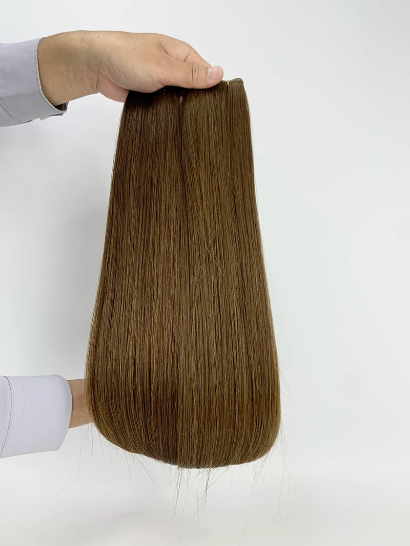 P18-1001 wrap-around human hair ponytail extension in natural blonde, 60g–100g<|end|>