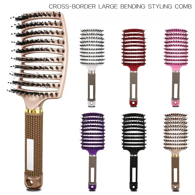 HAIRSOFLY detangling hair brush for wet curly hair with scalp massage, black ergonomic design