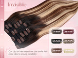 Natural black straight human hair clip-in extensions, 7-piece PU invisible wefts, 116g lightweight set by HSF Marketplace