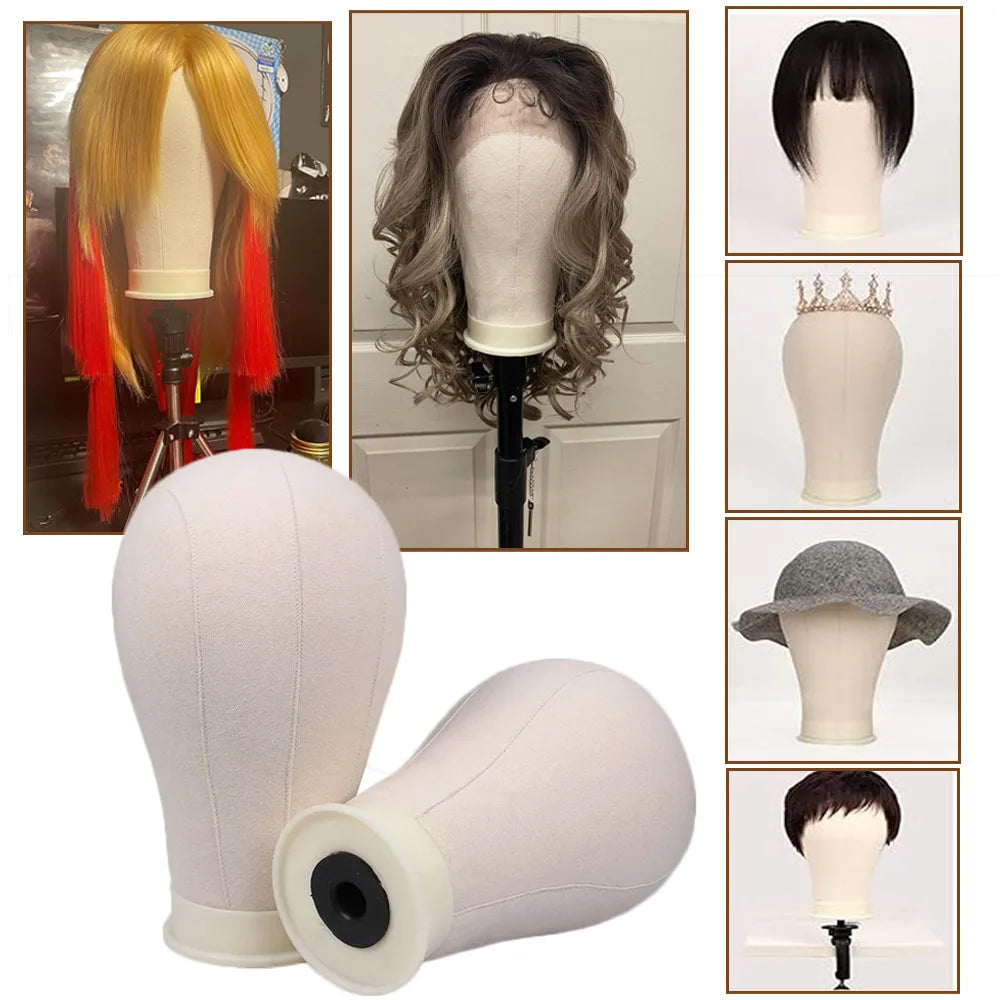 21inch 23inch Wig Head Mannequin Head with Wig Stand, Manikin Canvas Head for Wigs Making Display with Pins