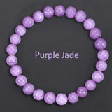 8mm Purple Jade Bracelet Men Women Healing Gemstone Fine Jewelry  Jades Bracelets Bangle For Women