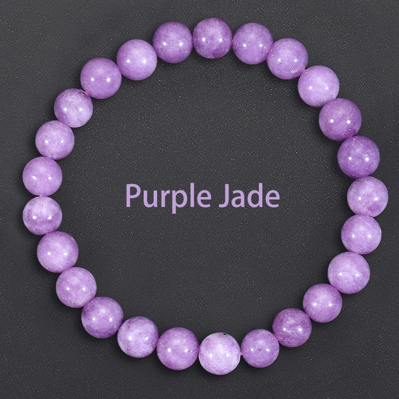8mm Purple Jade Bracelet Men Women Healing Gemstone Fine Jewelry  Jades Bracelets Bangle For Women