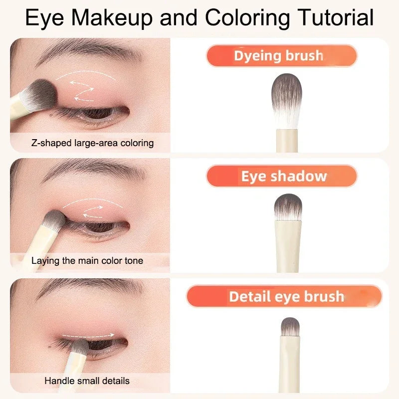 Natural white detail eye makeup brushes set with ultra-soft eyeshadow and eyeliner brushes