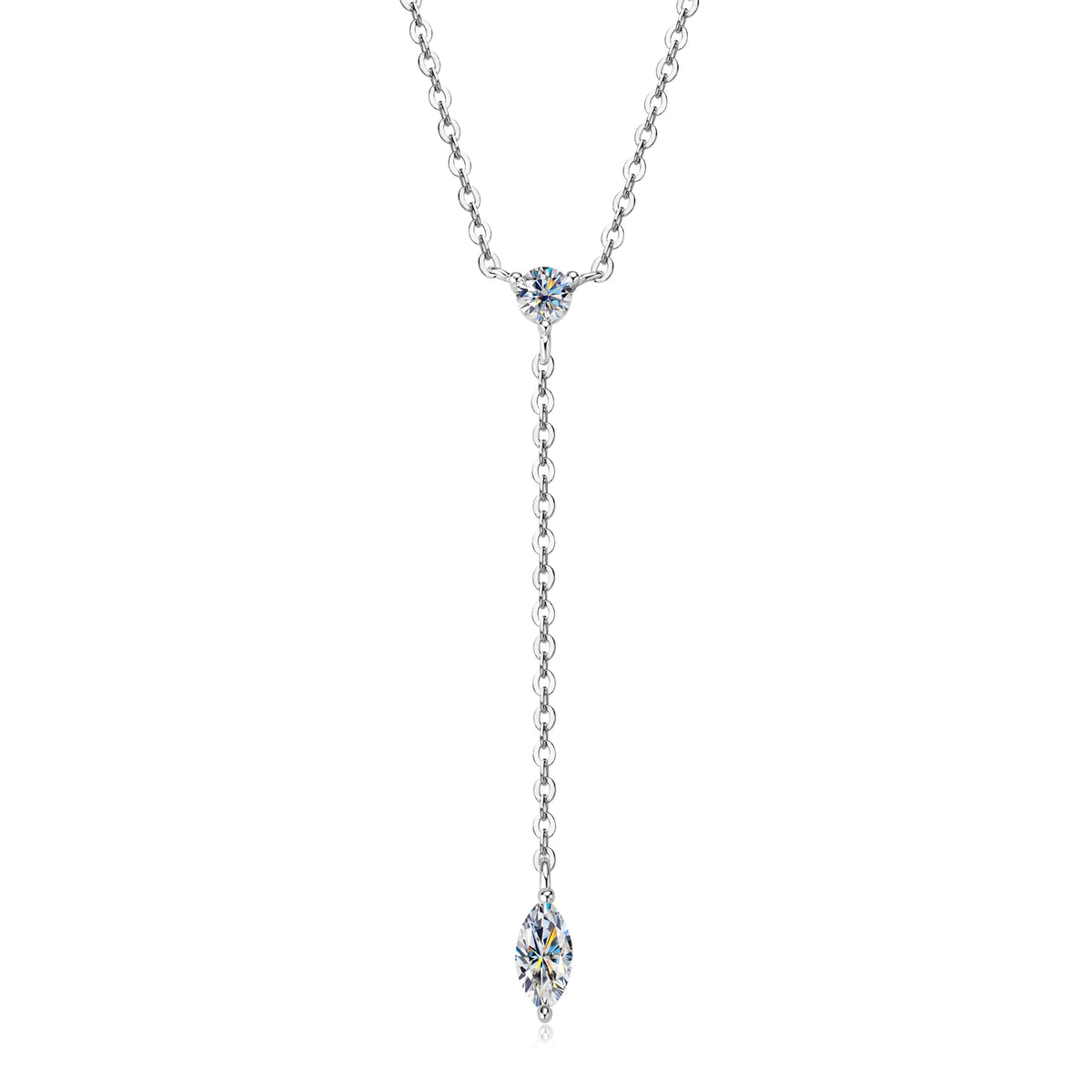 S925 silver marquise moissanite necklace for women, elegant pendant design by HSF Marketplace