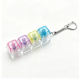 Colorful HSF Marketplace keyboard keychain fidget toy, crystal clicker sensory toy for stress relief, suitable for adults and kids.