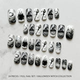 24-piece Halloween spooky spider web red glossy square press-on false nails by HSF Marketplace