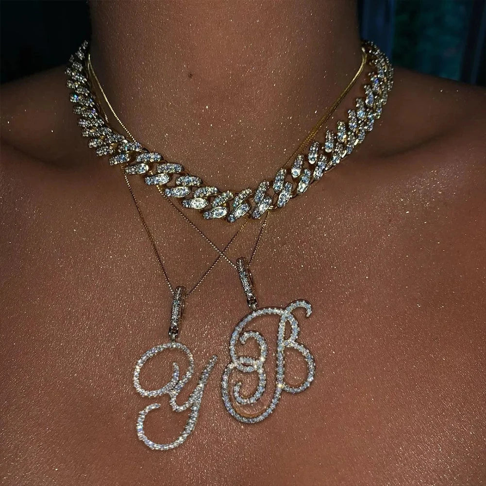 Personalized cursive initial pendant necklace for women, delicate jewelry design with custom letter charm