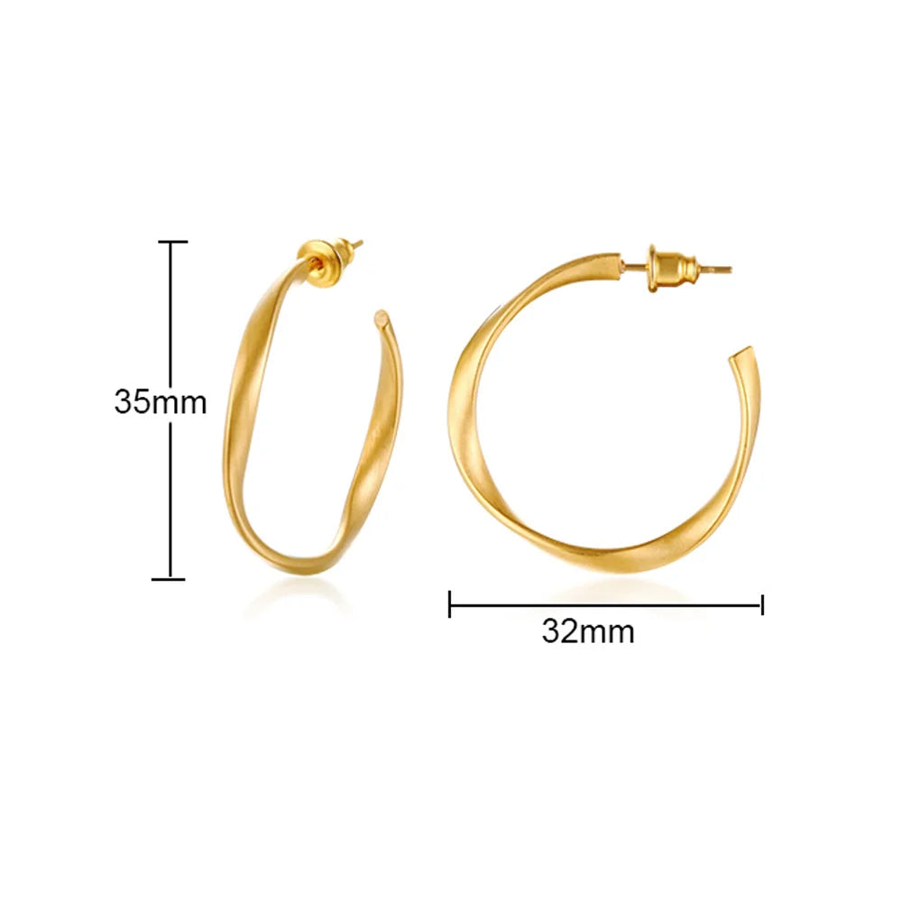 Stainless steel twist circle hoop earrings for women by HSF Marketplace