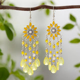 Bohemian water drop tassel earrings for women, vintage dangle jewelry by HSF Marketplace