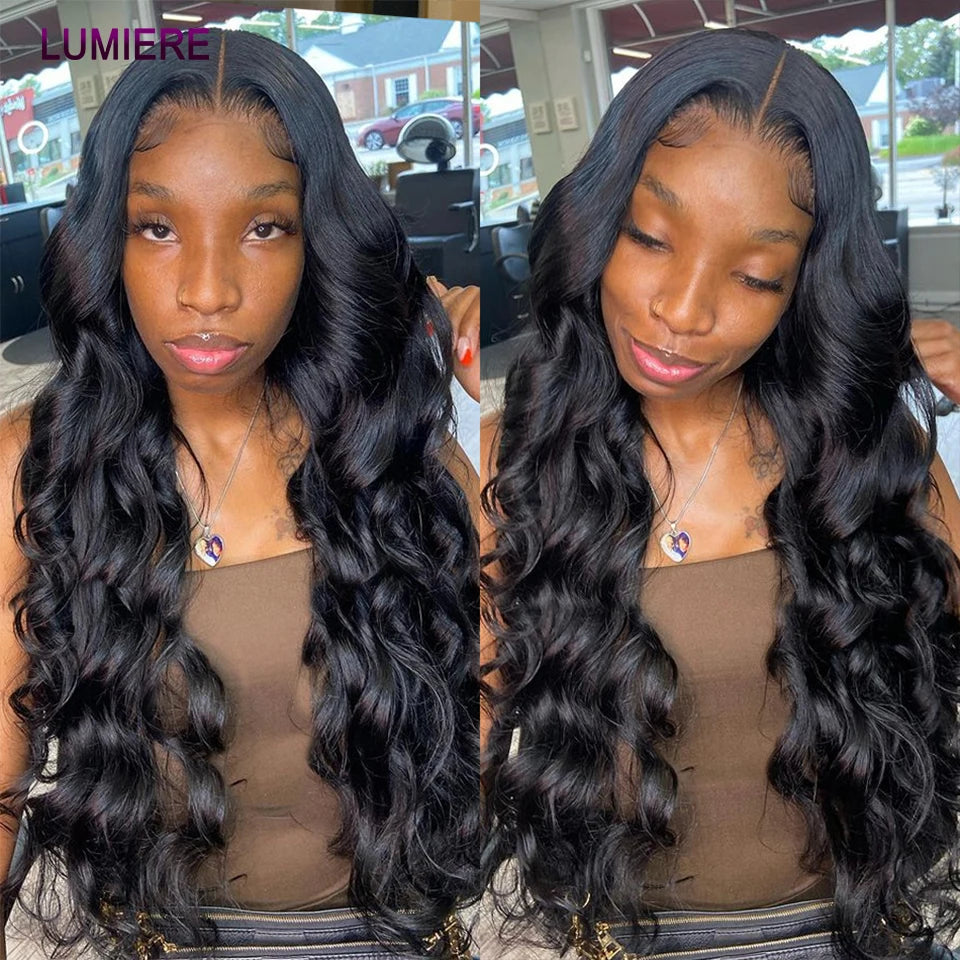 Peruvian 3/4 Bundles Human Hair With Closure Frontal HD Transparent Virgin Raw Human Hair Bundles With Closure Natural Black