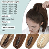 SEGO claw clip human hair straight ponytail extension in blonde brown, 105g-120g