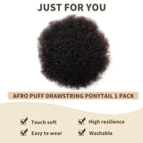Kinky Curly human hair afro puff ponytail drawstring high bun hairpiece for Black women by HSF Marketplace