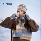Women's gradient color knitted hat, scarf and gloves winter set by HSF Marketplace