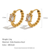 MamacitaSlay 18K gold-plated geometric zircon beaded hoop earrings in 316L stainless steel