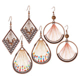 Colorful wire-wrapped boho dangle earrings for women by HSF Marketplace